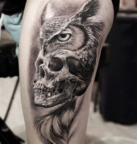 Owl Skull Tattoos, Mens Owl Tattoo, Owl Tattoo Drawings, Skull Tattoo ...