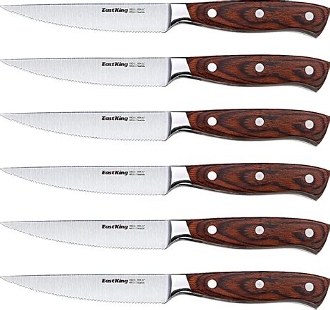 Steak Knives Set of 6,Steak Knife with Wooden Handle,Dinner Knife Set ...