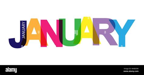 Colorful banner with the inscription JANUARY, for design and decoration ...