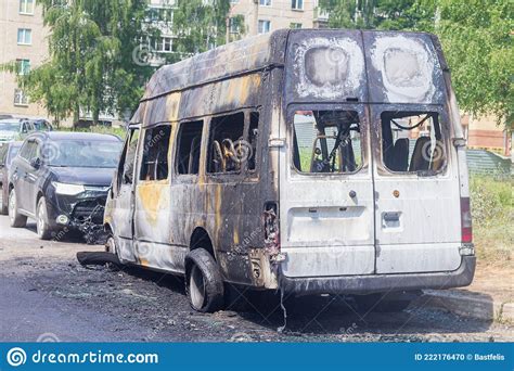 A Burnt-out Car on a City Street, Serious Fire Damage after a Fire on ...