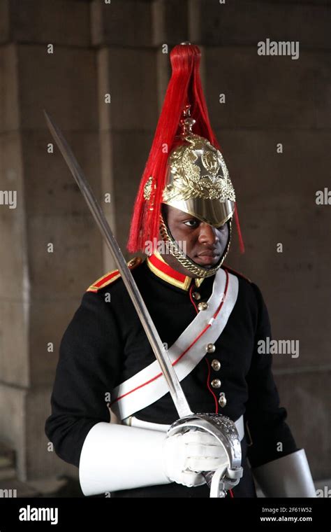 21 April 2011. London, England. A member of the Queen's Guard, Blues ...