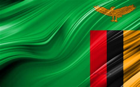 Download wallpapers 4k, Zambian flag, African countries, 3D waves, Flag ...