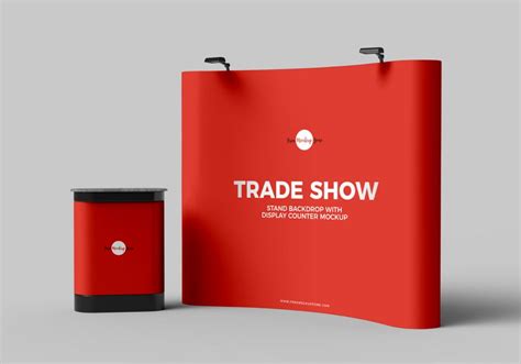 Free Trade Show Banner Stand Backdrop With Display Counter Mockup PSD ...