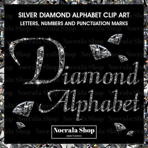 Silver Diamond Alphabet Clipart, PNG Digital Clip Art, Silver Diamond ...