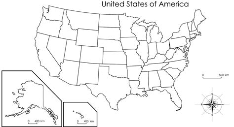 Blank Printable US Map with States & Cities