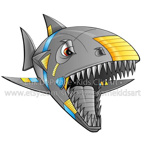 Clipart of a Robot Shark Commercial Use Extended License - Etsy