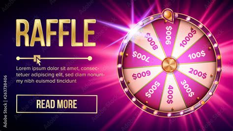 Internet Raffle Roulette Fortune Banner Vector. Shiny Raffle Casino Spinning Wheel For Game And ...