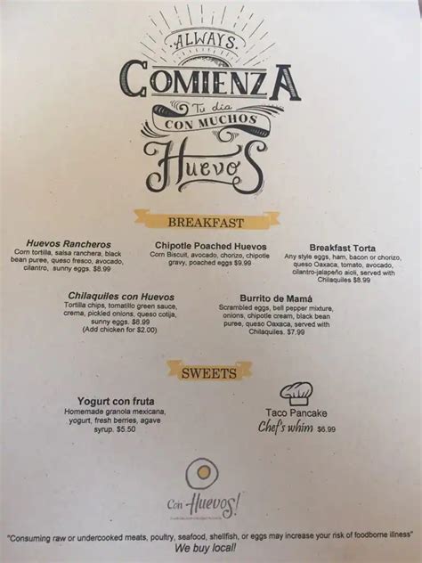 Con Huevos Menu, Menu for Con Huevos, Clifton, Louisville - Urbanspoon/Zomato