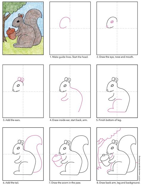 How to Draw a Squirrel · Art Projects for Kids | Squirrel art, Kids art ...