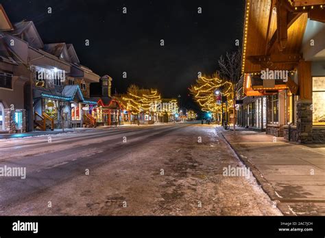 Christmas Decorated Street in Downtown Canmore, Alberta, Canada Stock Photo - Alamy