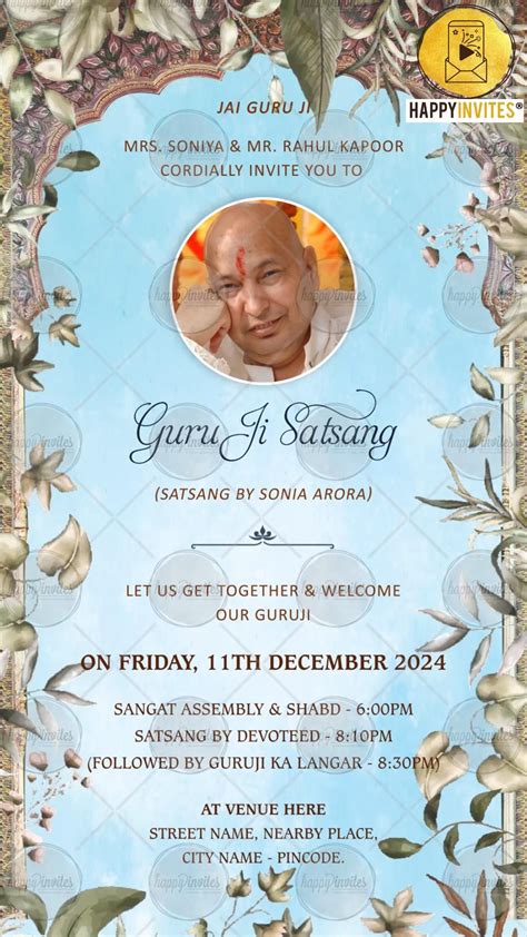 Guruji satsang invitation card maker online happy invites – Artofit