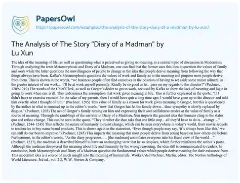 The Analysis of The Story "Diary of a Madman" by Lu Xun - Free Essay Example - 560 Words ...