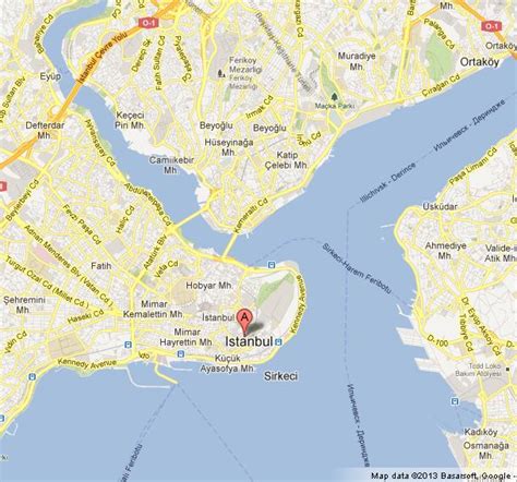 Blue Mosque on Map of Istanbul