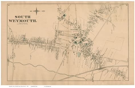 South Weymouth, Massachusetts 1876 Old Town Map Reprint - Norfolk Co. - OLD MAPS