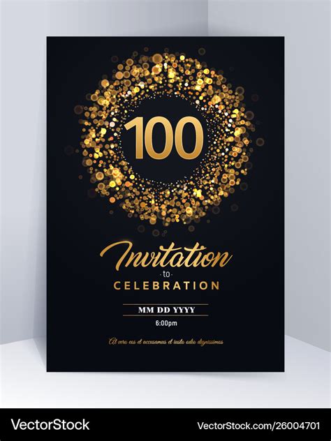 100 years anniversary invitation card template Vector Image