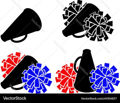 Set of colorful pom poms megaphone cheerleading Vector Image