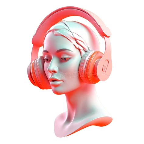 Over the Head Headphones in 3D Style Trending Color Palette with ...