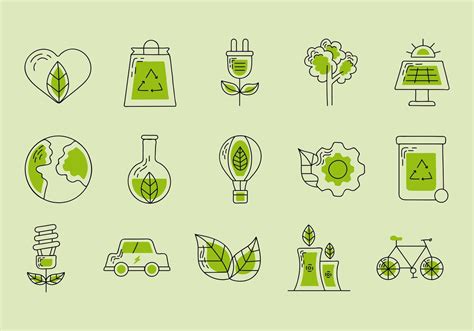 fifteen go green icons 6042775 Vector Art at Vecteezy