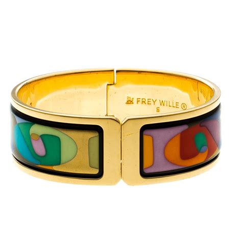 Frey Wille Multicolor Enamel Gold Plated Wide Bracelet Frey Wille | TLC