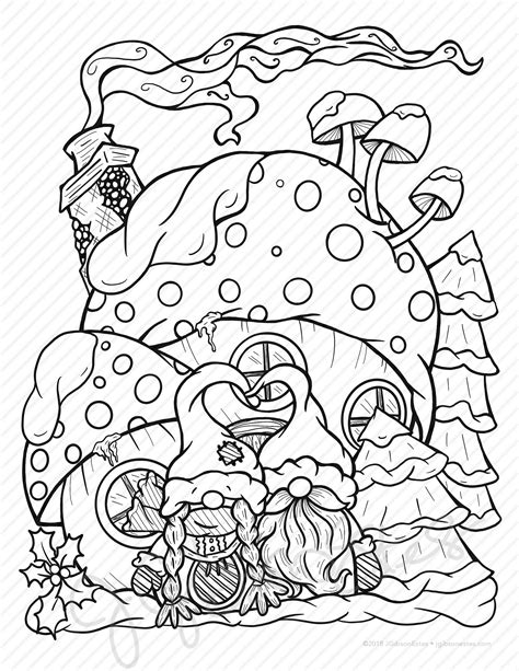 Gnome for the Holidays Printable Christmas Coloring Page | Etsy