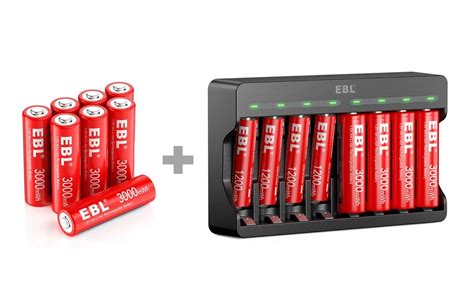 Amazon.com: EBL AA Lithium Batteries Rechargeable 3000mWh(12-Pack) and ...