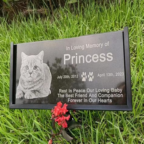 Tanda Kubur Plate Pet Memorial Stone With Picture Tombstone Customized Cat Grave Marker ...