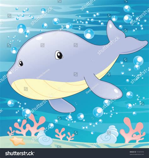 Baby Whale Funny Cartoon Vector Illustration Stock Vector (Royalty Free ...