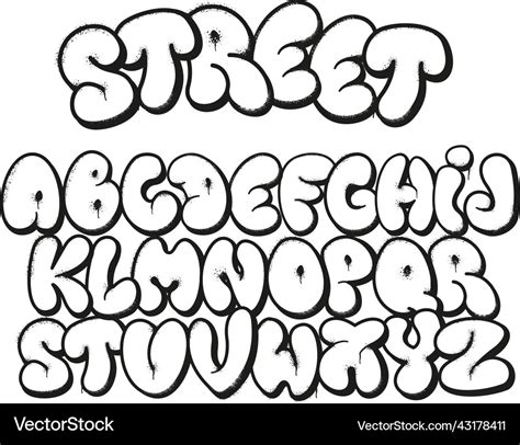 Bubble graffiti font inflated letters street art Vector Image