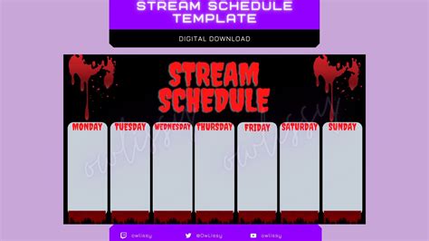 Twitch Schedule Template | Horror in 2022 | Schedule template ...