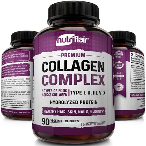 NutriFlair Multi Collagen Peptides Pills - Type I, II, III, V, X ...