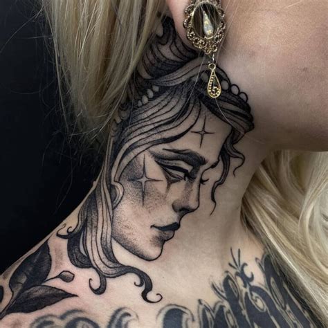 30+ Attractive Neck Tattoo Art For Women