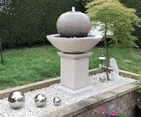 Modern Contemporary Patio Ball or Slate Fountain On Classic Plinth - Stone Garden Ornaments ...