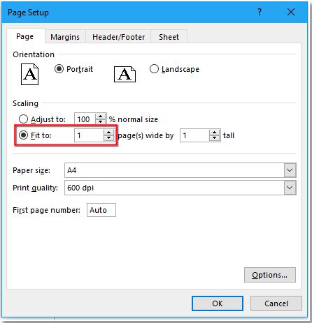 How to resize print area and fit to one page in Excel?