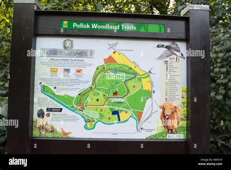 Pollok Country Park Woodland Trails information map Stock Photo - Alamy