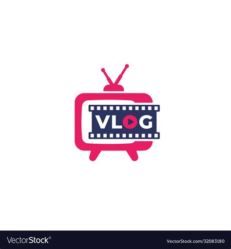 Vlog logo with old tv Royalty Free Vector Image