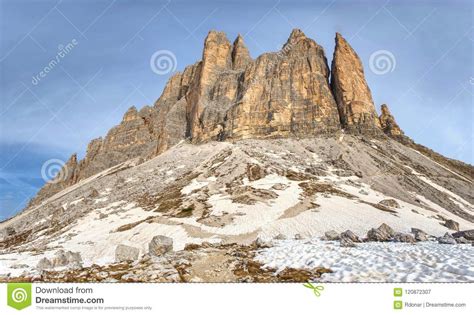 Spring Hike Around Tre Cime Di Lavaredo Massive. Stock Image - Image of ...