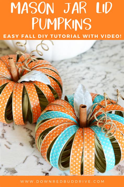 Mason Jar Lid Pumpkins | An easy tutorial using washi tape!