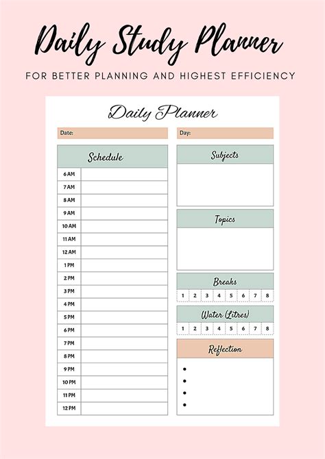 Daily Study Planner Printable