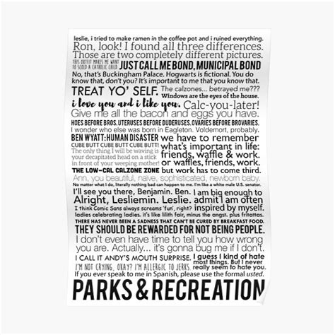 "Parks and Recreation Quotes" Poster for Sale by etaka | Redbubble