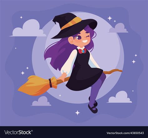 Halloween flying witch Royalty Free Vector Image