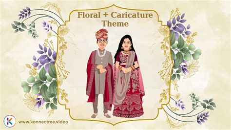 Floral Wedding Invitation Video for Whatsapp | Save the Date | Caricature Wedding Invitation ...