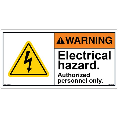 ANSI Safety Label - Warning - Electrical Hazard - Authorized Personnel