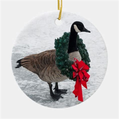 Canada Goose with Wreath ornament | Zazzle