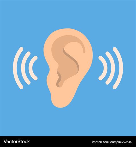 Ear listen icon on blue background ear Royalty Free Vector