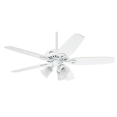 a white ceiling fan with four blades