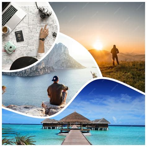 Premium Vector | Vector templates collage travel photo