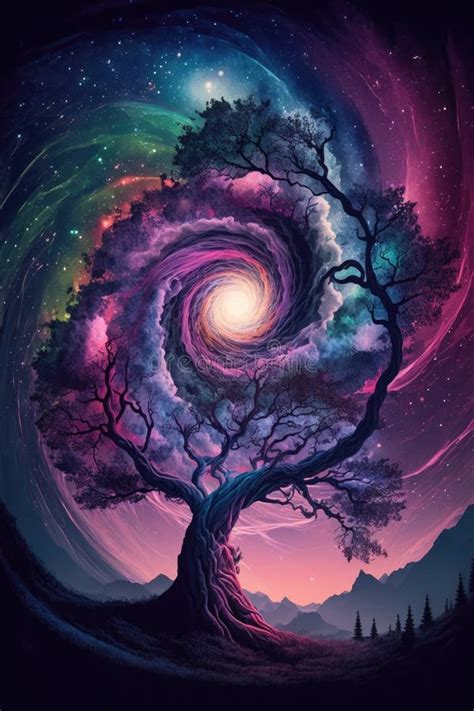 Space Nebula Tree Silhouette Stock Illustrations – 396 Space Nebula ...