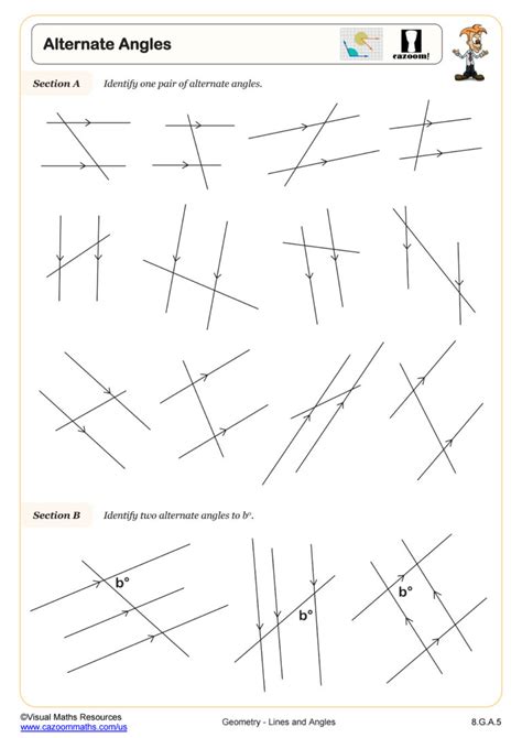 Alternate Angles Worksheet | PDF Printable Geometry Worksheet