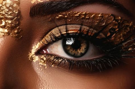 Premium AI Image | A woman's eye with gold glitter on it