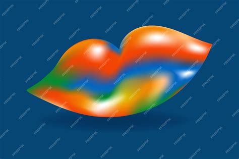 Premium Vector | 3d vector form of lips in rainbow heat map colors gradient on blue background